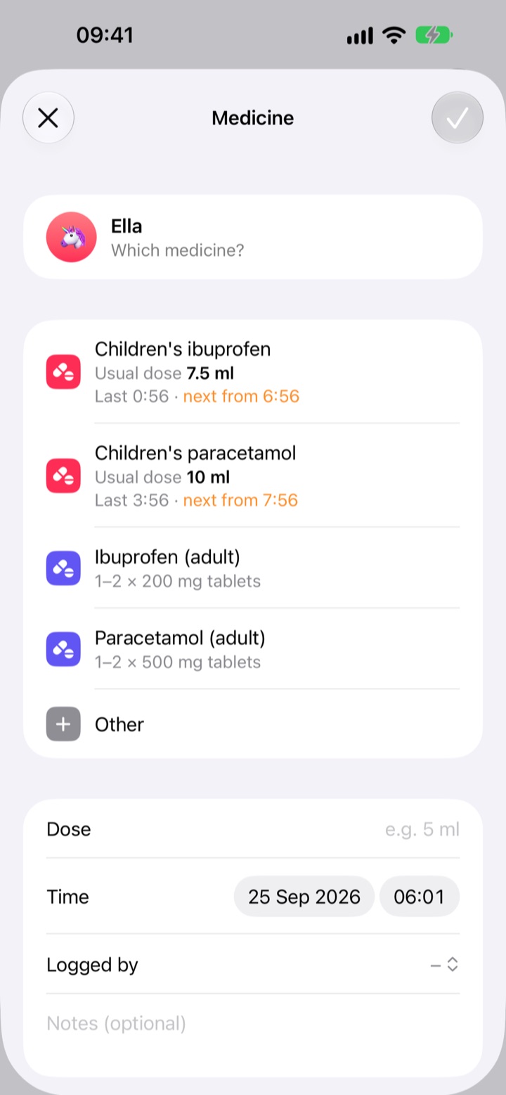 Logging a medicine